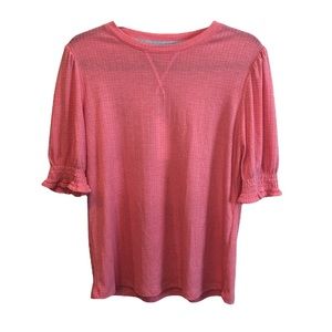 Greige || NWT || Pink Coral Puff Elbow Top